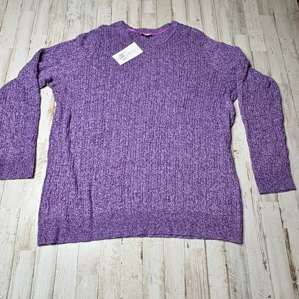 Kim Rogers Cable Crew Sweater Women’s Plus Sz 1X Purple Marbled Classic NWT - Picture 3 of 14